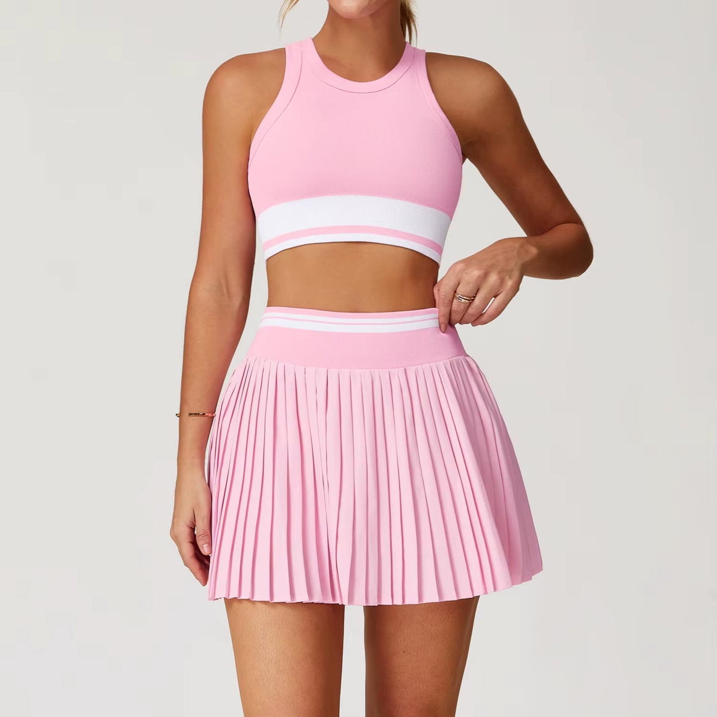 Fitness Yoga Set Women Tracksuit Gym Clothes Sports Bra 2 Piece Workout Sets Outfit Yoga Short Skirt Quick Drying Sportswear