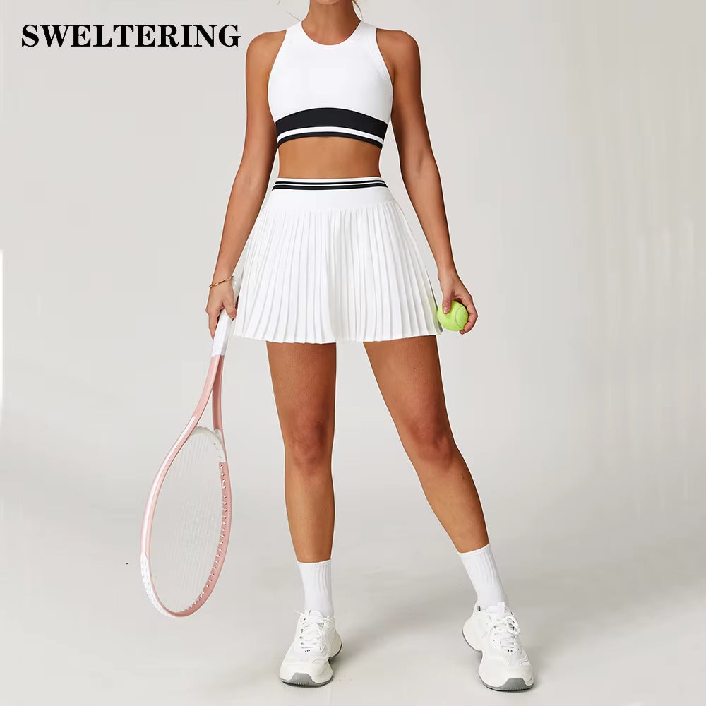 Fitness Yoga Set Women Tracksuit Gym Clothes Sports Bra 2 Piece Workout Sets Outfit Yoga Short Skirt Quick Drying Sportswear