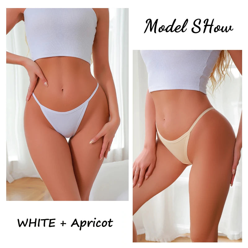 8Pcs/Set Women Cotton Panties Sexy Low Waist G-String Thong Thin Belts Female Breahtable Underwear Ladies Soild Panties Lingerie