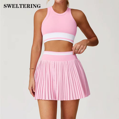 Fitness Yoga Set Women Tracksuit Gym Clothes Sports Bra 2 Piece Workout Sets Outfit Yoga Short Skirt Quick Drying Sportswear