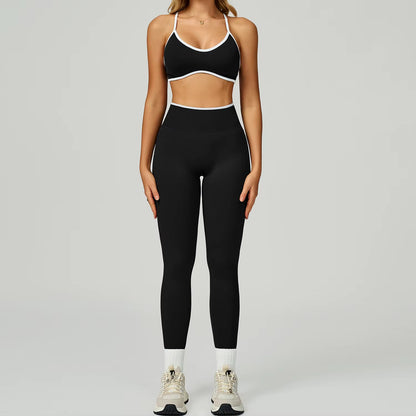 Seamless 2PCS Yoga Sets Women Gym Fitness Suits Workout Tracksuits Sportswear Female Sexy Long Sleeve Crop Top Sports Suit