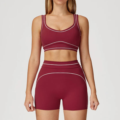 Womens Workout Sets 2 Piece Sets Contrastline Built-In Bra Tank Top High Waist Butt Lifting Leggings Gym Yoga Outfits