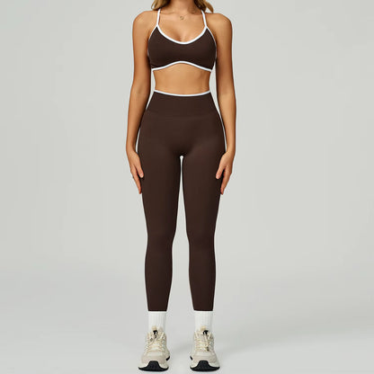 Seamless 2PCS Yoga Sets Women Gym Fitness Suits Workout Tracksuits Sportswear Female Sexy Long Sleeve Crop Top Sports Suit