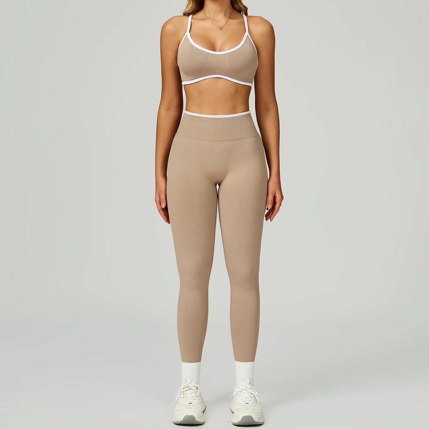 Seamless 2PCS Yoga Sets Women Gym Fitness Suits Workout Tracksuits Sportswear Female Sexy Long Sleeve Crop Top Sports Suit