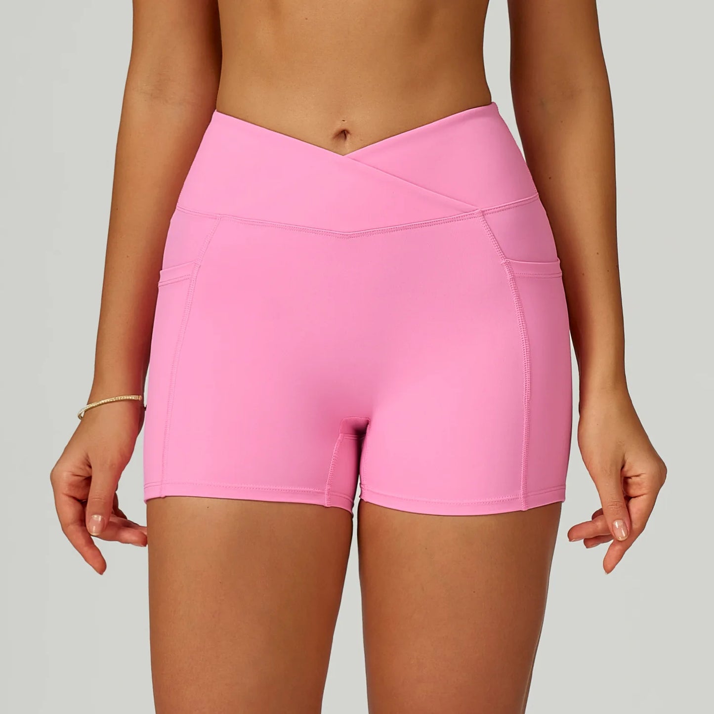 Women Cross Waist Head Yoga Shorts High Waist Workout Shorts Fitness Yoga Lift Butt Fitness Ladies Yoga Gym Running Short Pants