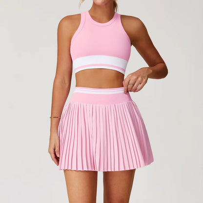 Fitness Yoga Set Women Tracksuit Gym Clothes Sports Bra 2 Piece Workout Sets Outfit Yoga Short Skirt Quick Drying Sportswear