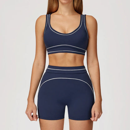 Womens Workout Sets 2 Piece Sets Contrastline Built-In Bra Tank Top High Waist Butt Lifting Leggings Gym Yoga Outfits