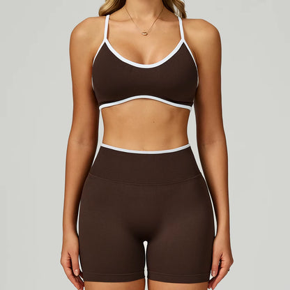 Seamless 2PCS Yoga Sets Women Gym Fitness Suits Workout Tracksuits Sportswear Female Sexy Long Sleeve Crop Top Sports Suit