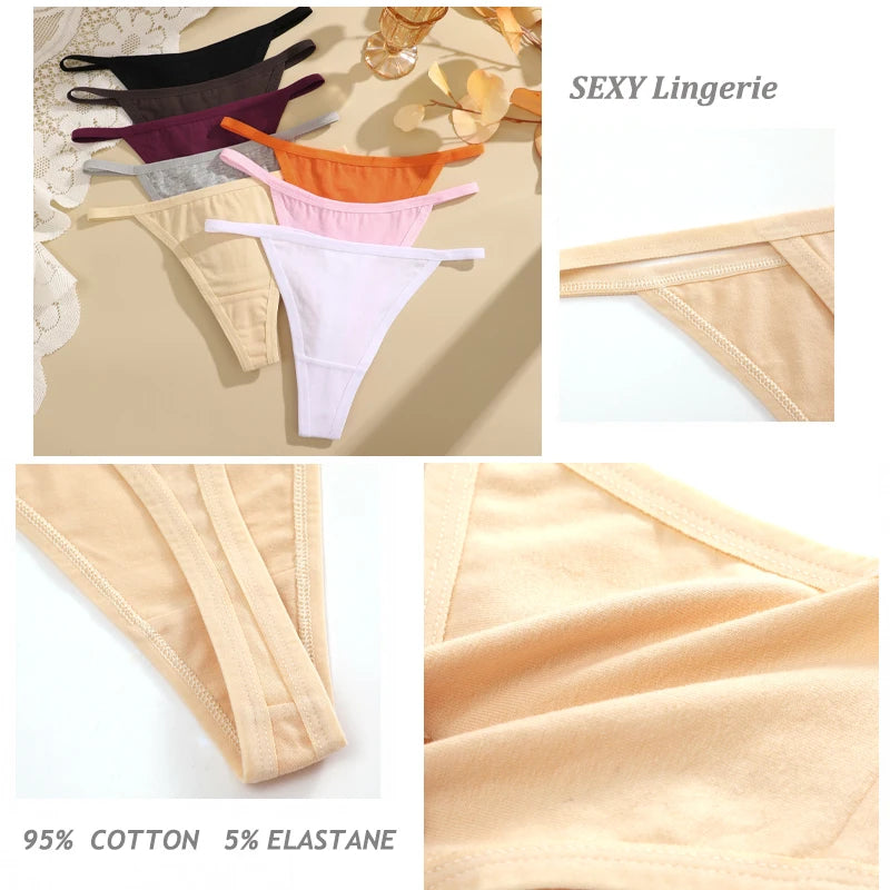 8Pcs/Set Women Cotton Panties Sexy Low Waist G-String Thong Thin Belts Female Breahtable Underwear Ladies Soild Panties Lingerie