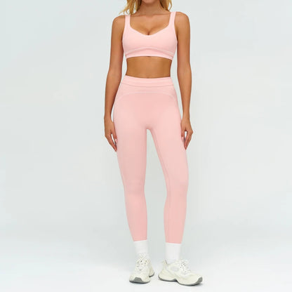 Womens Workout Sets 2 Piece Sets Contrastline Built-In Bra Tank Top High Waist Butt Lifting Leggings Gym Yoga Outfits